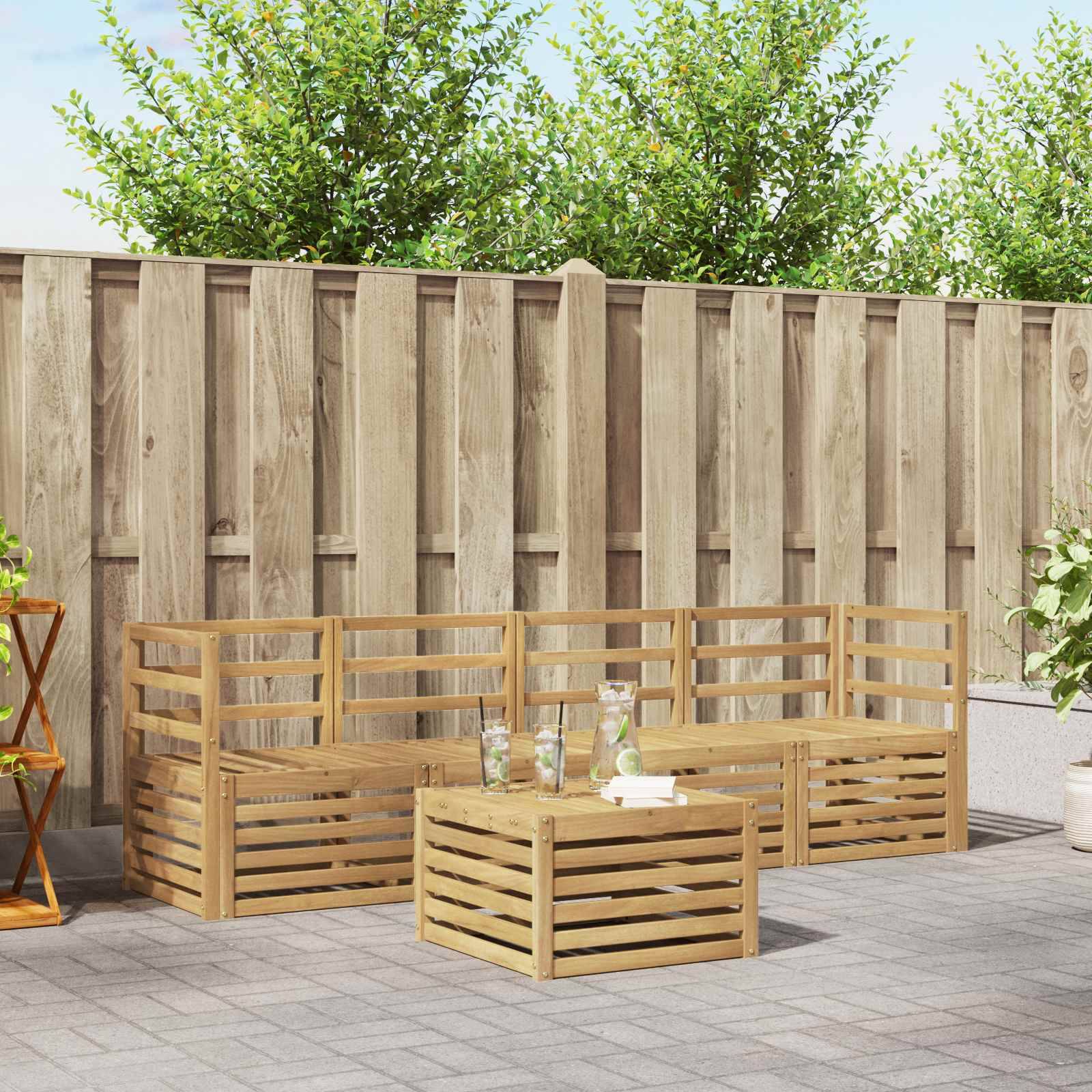 vidaXL Outdoor-Sofagarnitur 5 pcs Weiß Massivholz Akazie