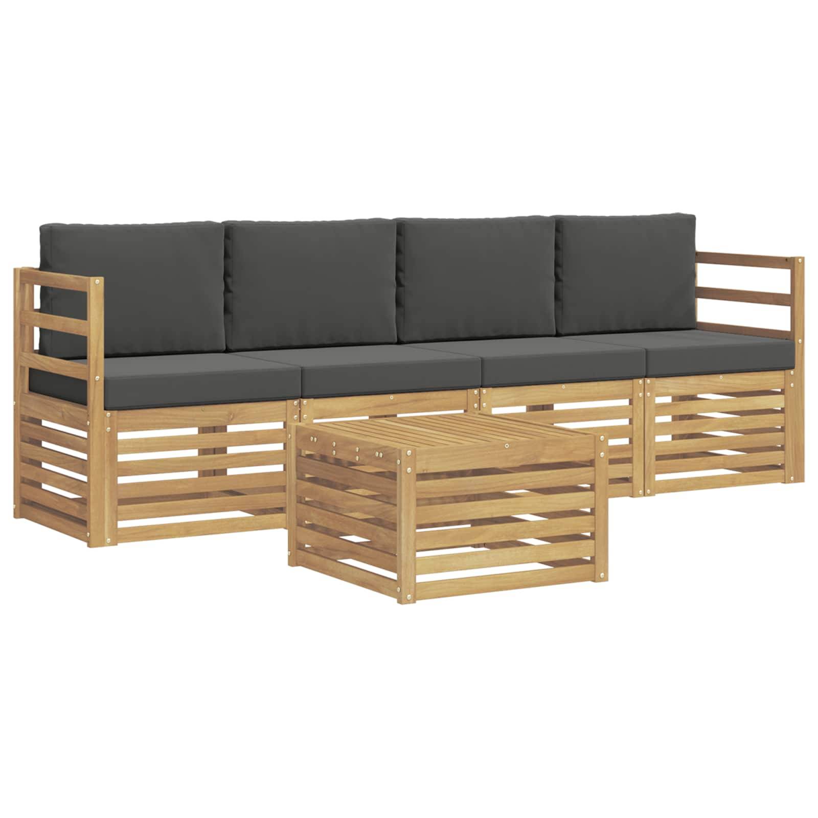 vidaXL Outdoor-Sofagarnitur 5 pcs Weiß und Anthrazit Polyester