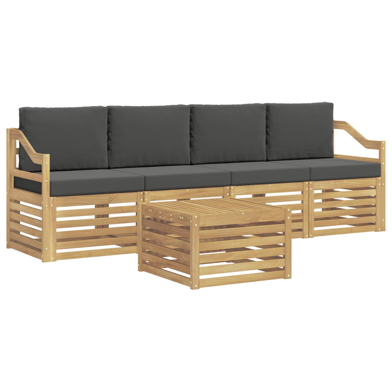 vidaXL Outdoor-Sofagarnitur 5 pcs Weiß und Anthrazit Polyester
