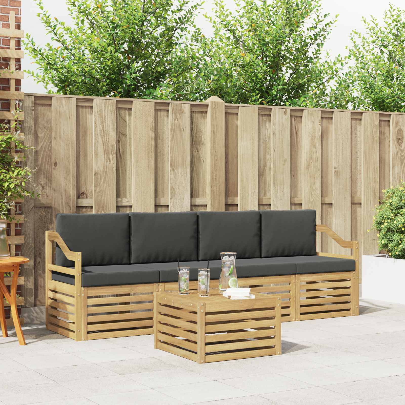 vidaXL Outdoor-Sofagarnitur 5 pcs Weiß und Anthrazit Polyester