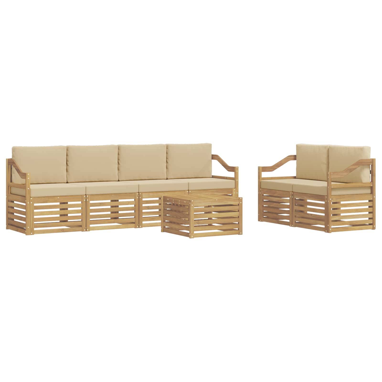 vidaXL Outdoor-Sofagarnitur mit Kissen 7 pcs Weiß und Beige Polyester