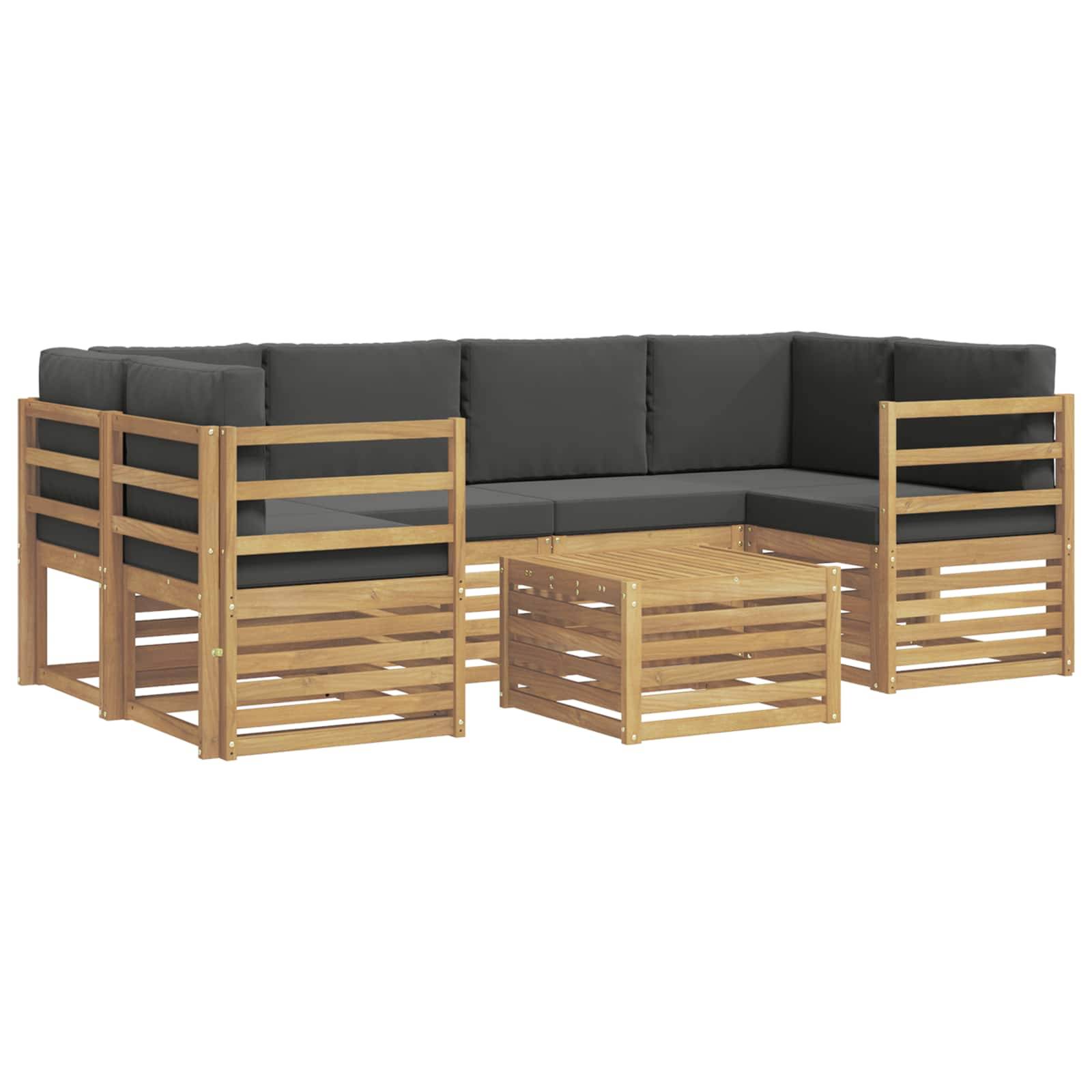 vidaXL Outdoor-Sofagarnitur 7 pcs Weiß und Anthrazit Polyester