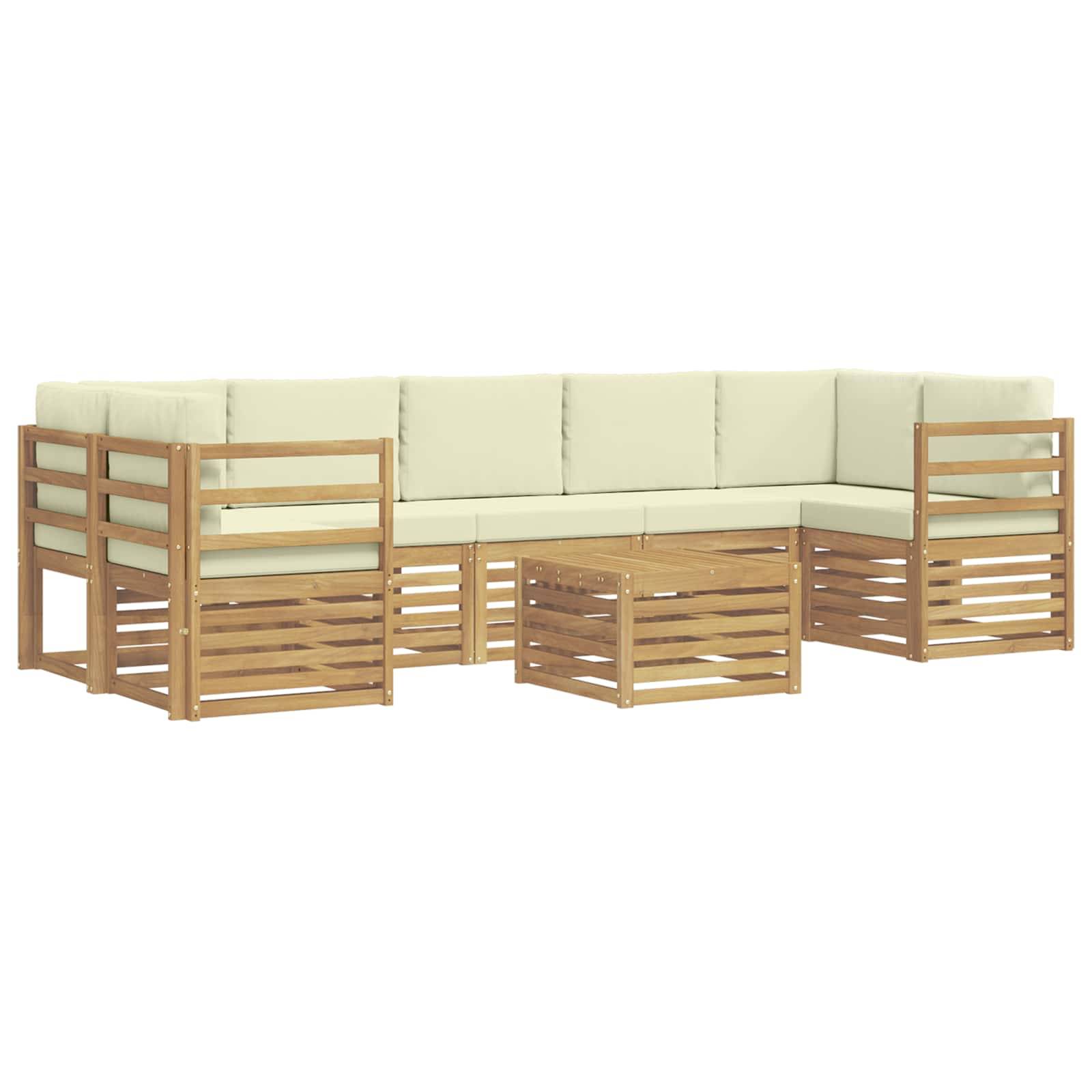 vidaXL Outdoor-Sofagarnitur mit Kissen 8 pcs Weiß und Creme Polyester