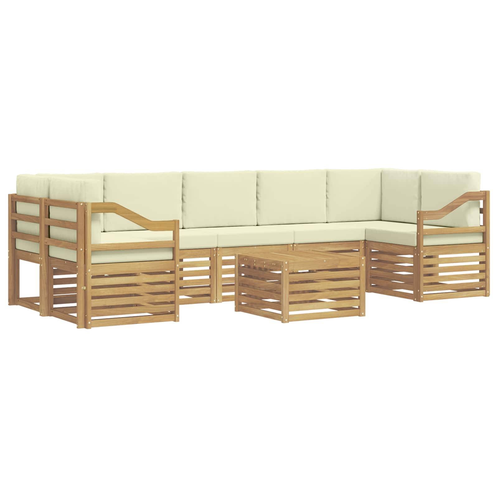 vidaXL Outdoor-Sofagarnitur mit Kissen 8 pcs Weiß und Creme Polyester