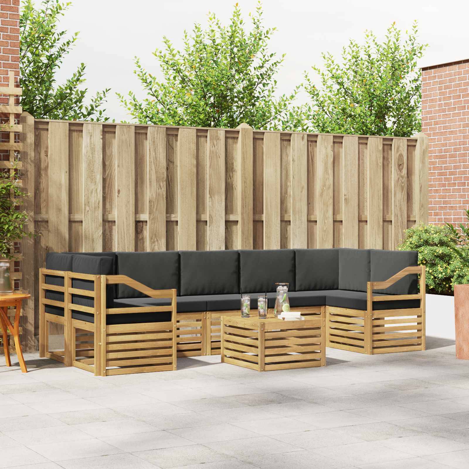 vidaXL Outdoor-Sofagarnitur 8 pcs Weiß und Anthrazit Polyester