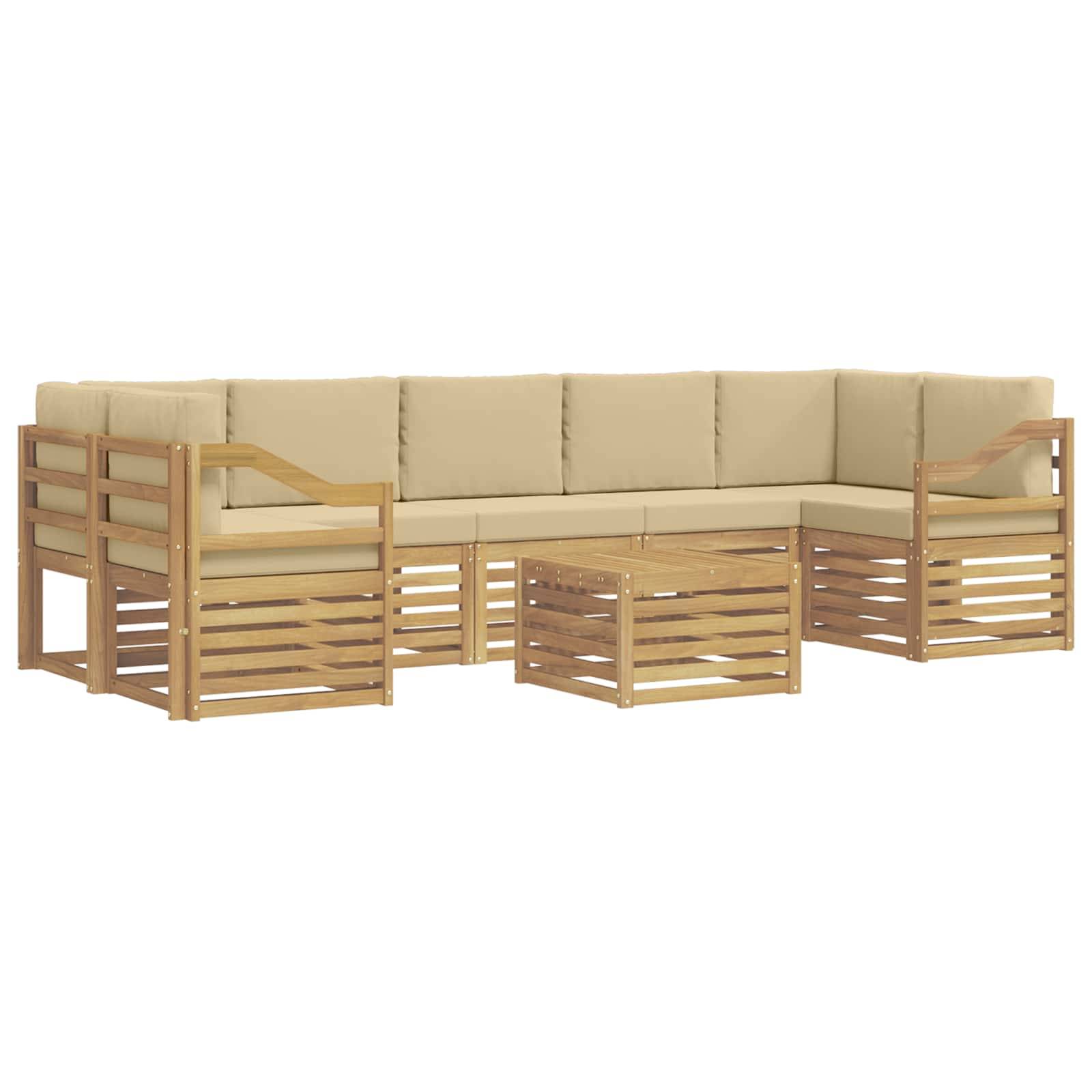 vidaXL Outdoor-Sofagarnitur mit Kissen 8 pcs Weiß und Beige Polyester