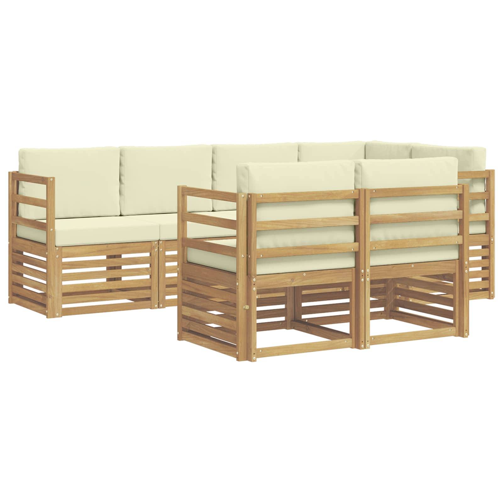 vidaXL Ecksofa Set mit Kissen 7 pcs Weiß und Creme