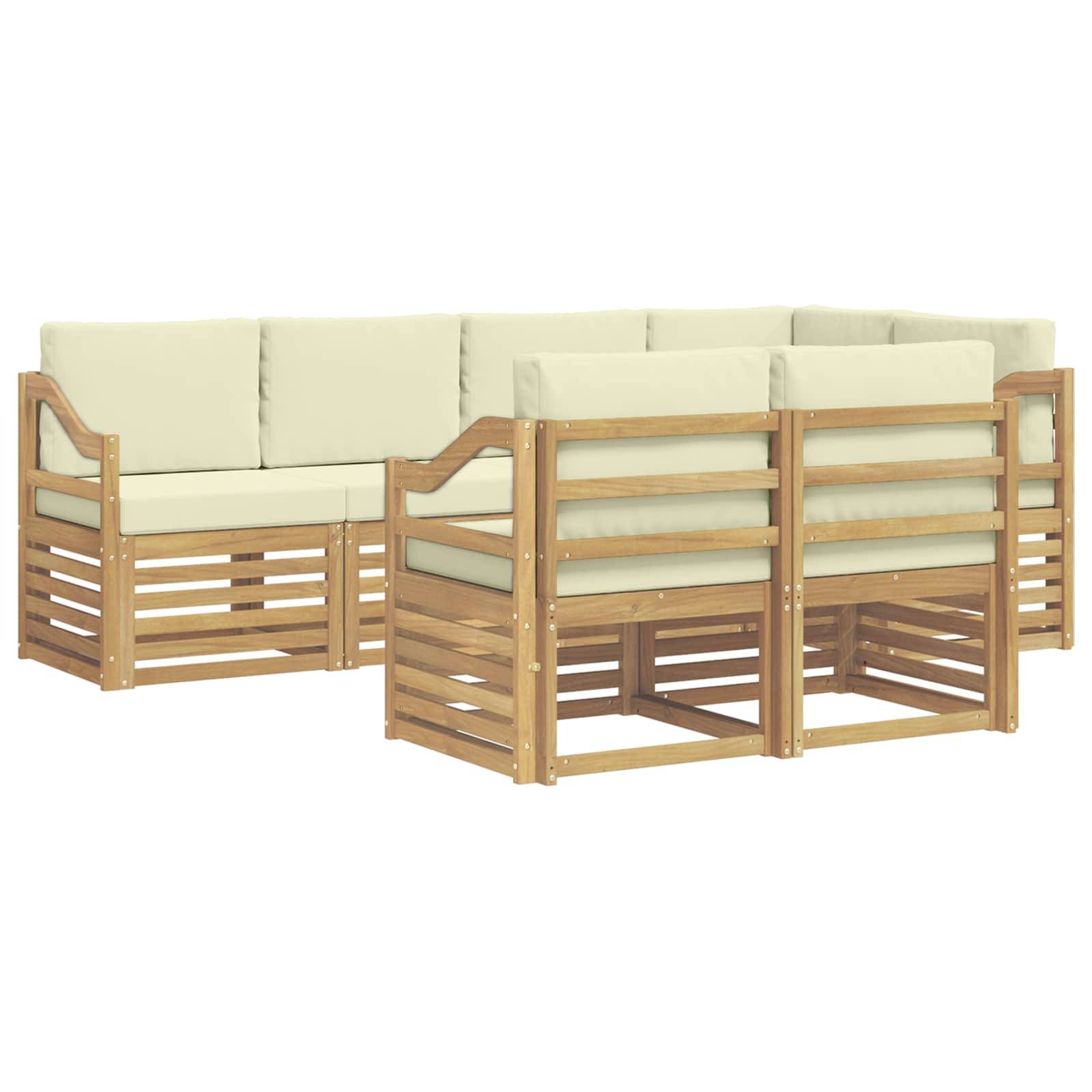 vidaXL Ecksofa Set mit Kissen 7 pcs Weiß und Creme