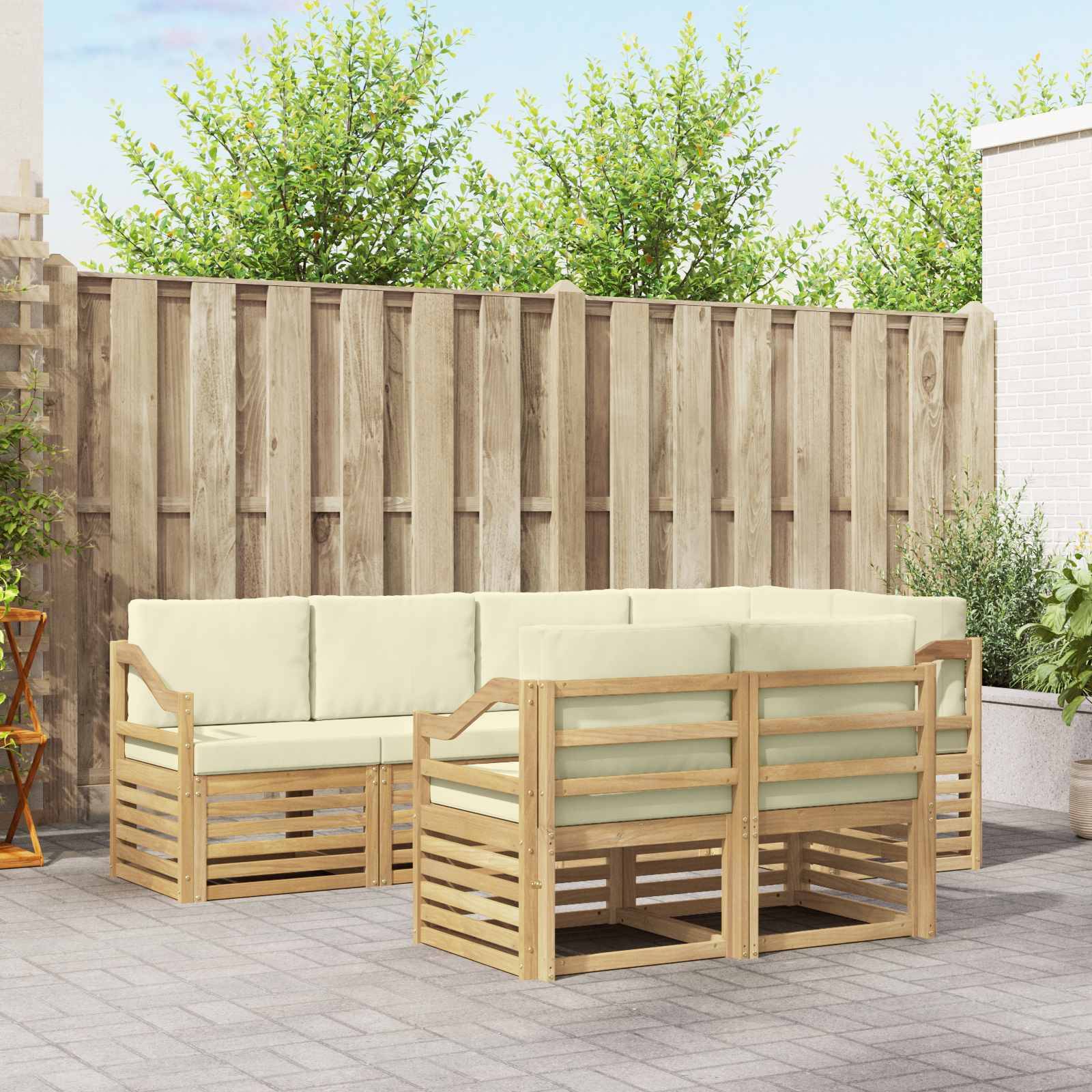 vidaXL Ecksofa Set mit Kissen 7 pcs Weiß und Creme