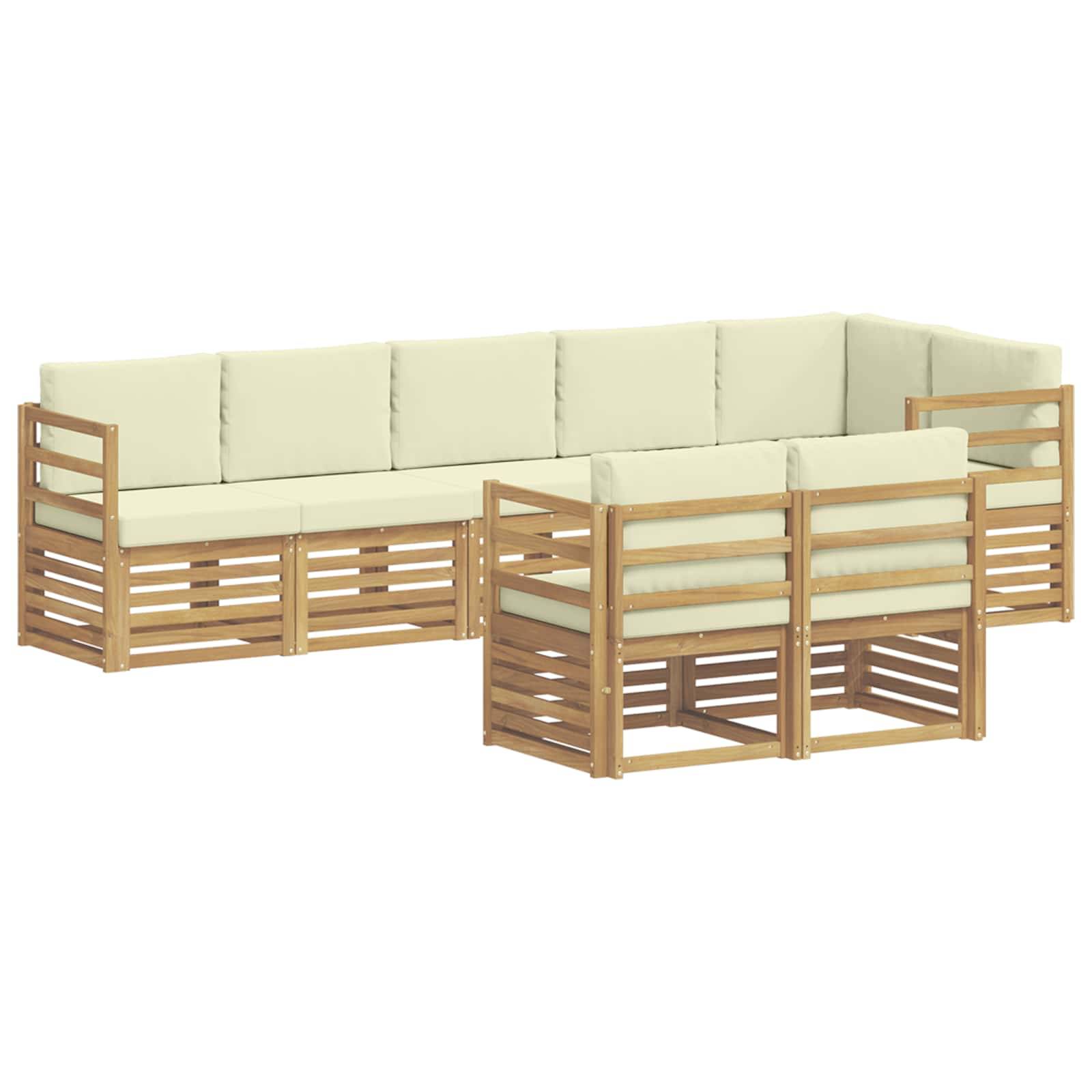 vidaXL Sofagarnituren 8 pcs Weiß und Creme Massivholz Akazie
