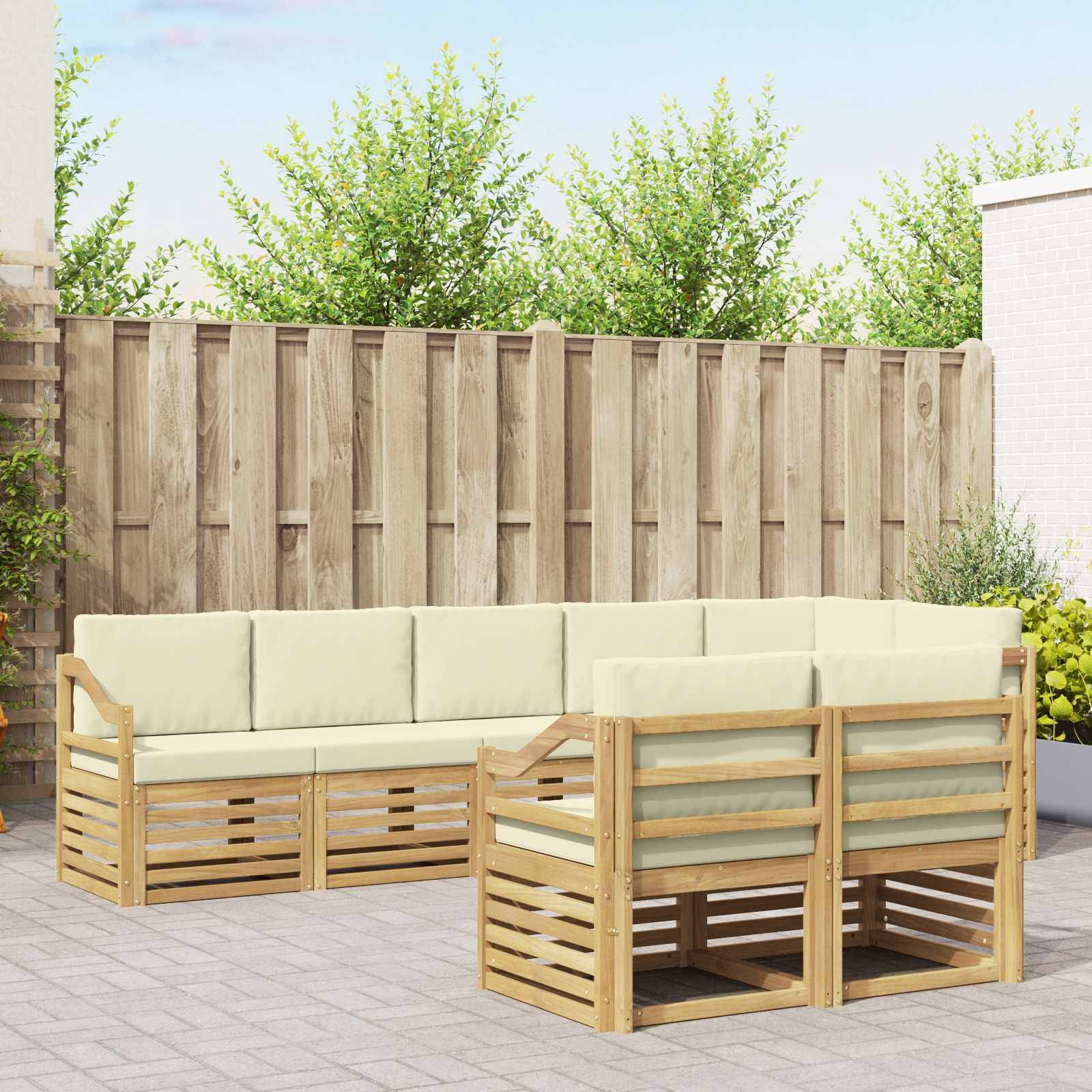 vidaXL Sofagarnituren 8 pcs Weiß und Creme Massivholz Akazie