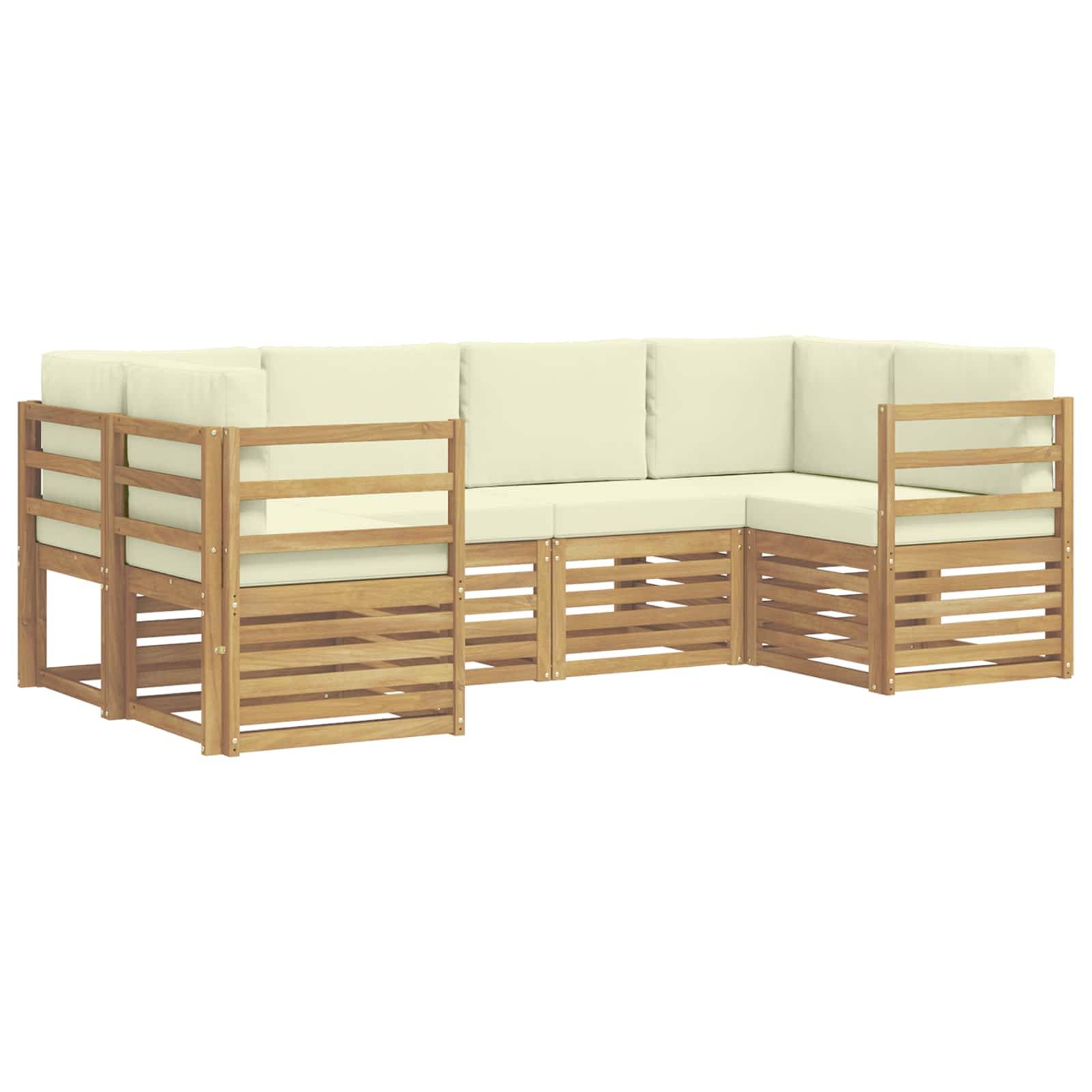 vidaXL Ecksofa Set mit Kissen 6 pcs Weiß und Creme Polyester