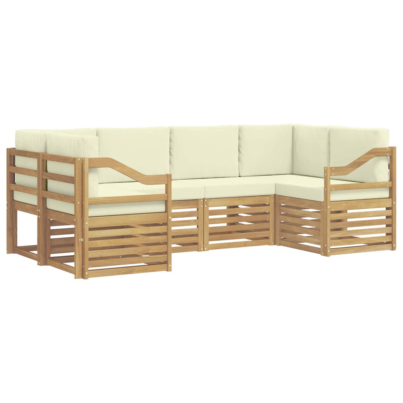 vidaXL Ecksofa Set mit Kissen 6 pcs Weiß und Creme Polyester