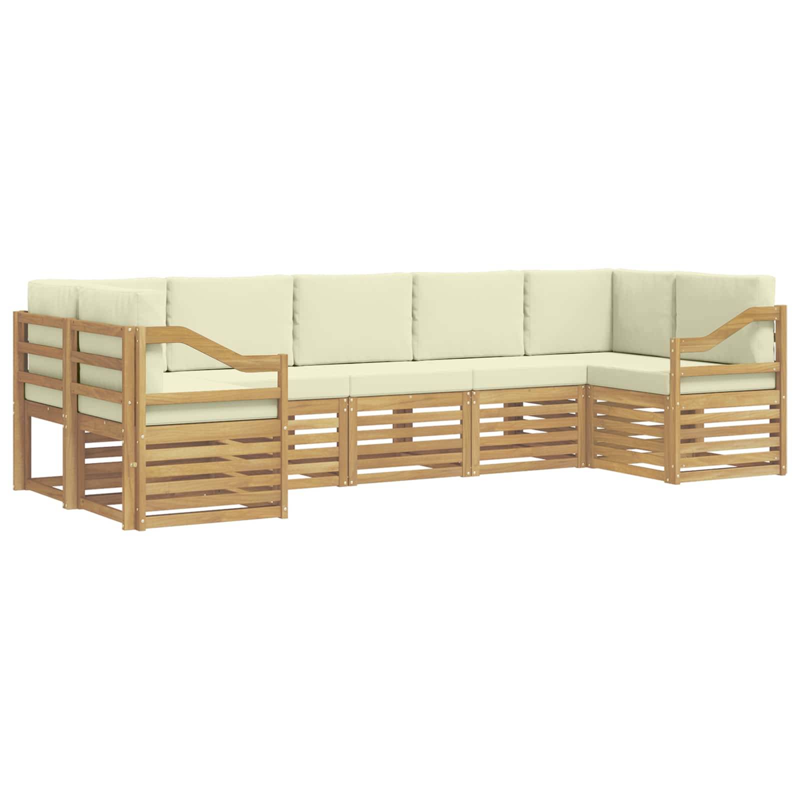 vidaXL Ecksofa Set mit Kissen 7 pcs Weiß und Creme Polyester