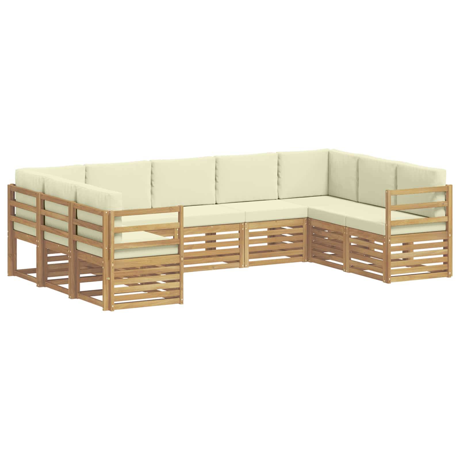 vidaXL Ecksofa Set mit Kissen 9 pcs Weiß und Creme Polyester