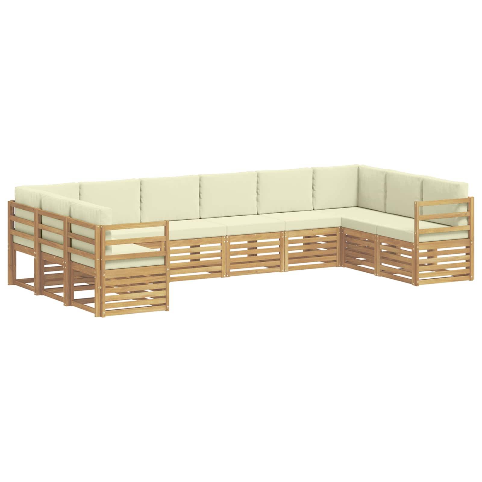 vidaXL Outdoor-Sofagarnitur mit Kissen 10 pcs Weiß und Creme Polyester