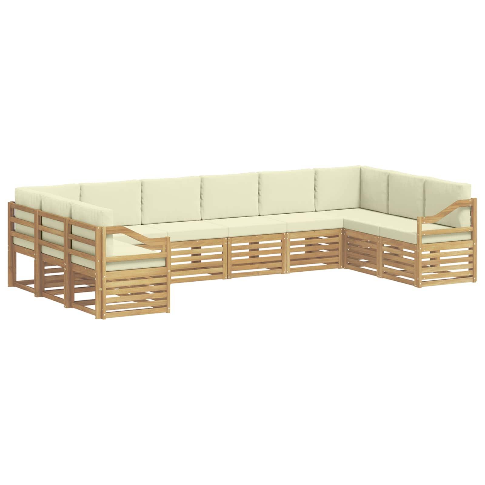 vidaXL Outdoor-Sofagarnitur mit Kissen 10 pcs Weiß und Creme Polyester