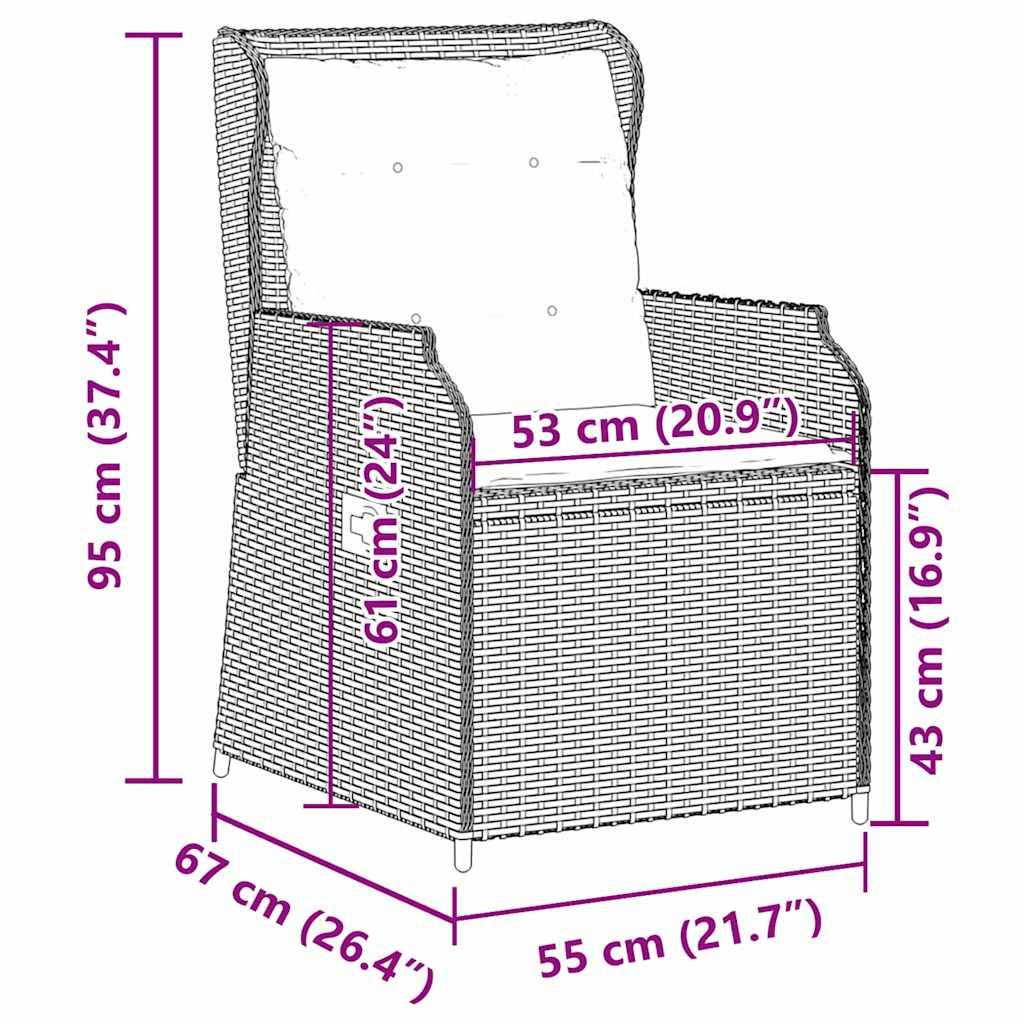 vidaXL Gartenbank 2 pcs Grau Poly-Rattan