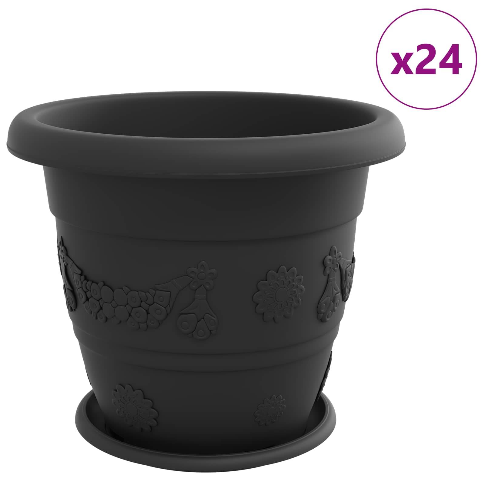 vidaXL Blumentöpfe 24 pcs Schwarz Ø 39 x 32 cm Kunststoff