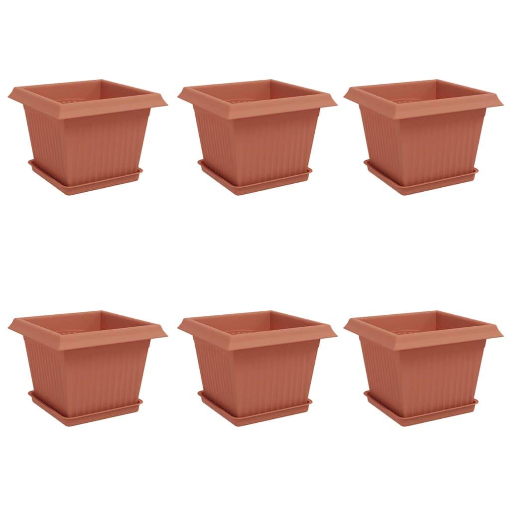 vidaXL Blumentöpfe 6 pcs Ziegelrot 23 x 23 x 17,5 cm Kunststoff