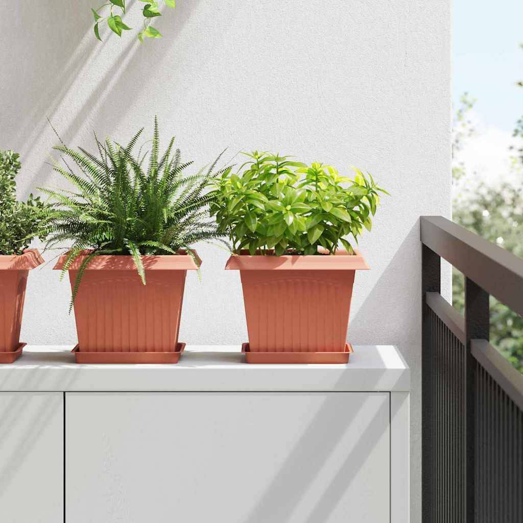 vidaXL Blumentöpfe 24 pcs Ziegelrot 23 x 23 x 17,5 cm Kunststoff