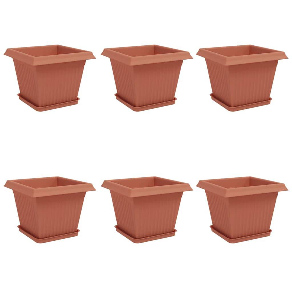 vidaXL Blumentöpfe 6 pcs Ziegelrot 28,5 x 28,5 x 22 cm Kunststoff