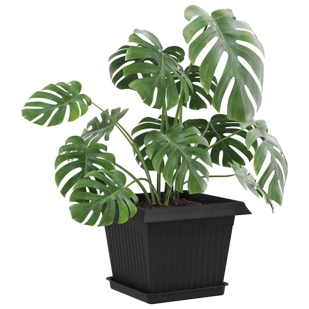 vidaXL Quadratisches Blumentablett 6 pcs Schwarz 18 x 18 x 2 cm