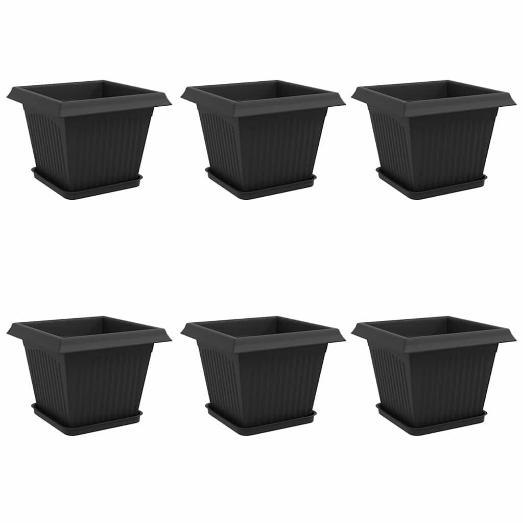 vidaXL Blumentöpfe 6 pcs Schwarz 28,5 x 28,5 x 22 cm Kunststoff