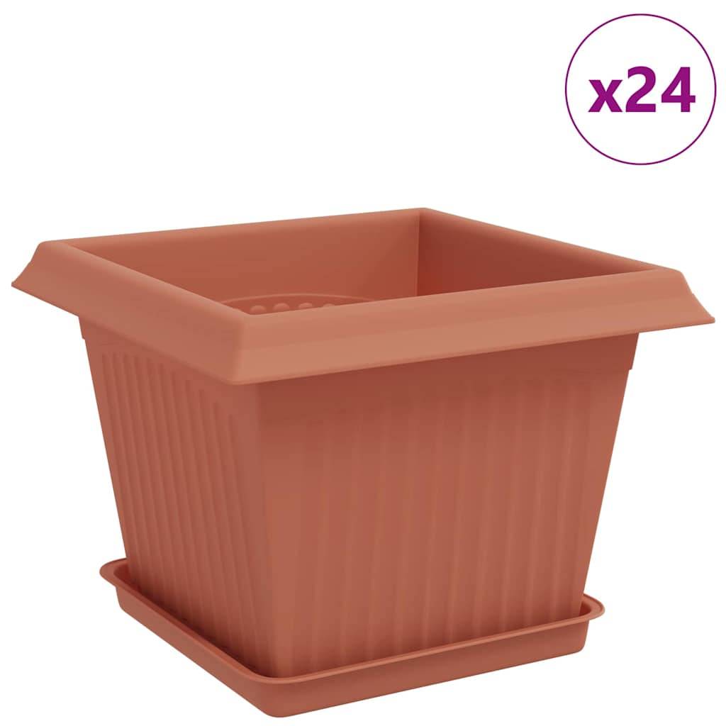 vidaXL Blumentöpfe 24 pcs Ziegelrot 23 x 23 x 17,5 cm Kunststoff