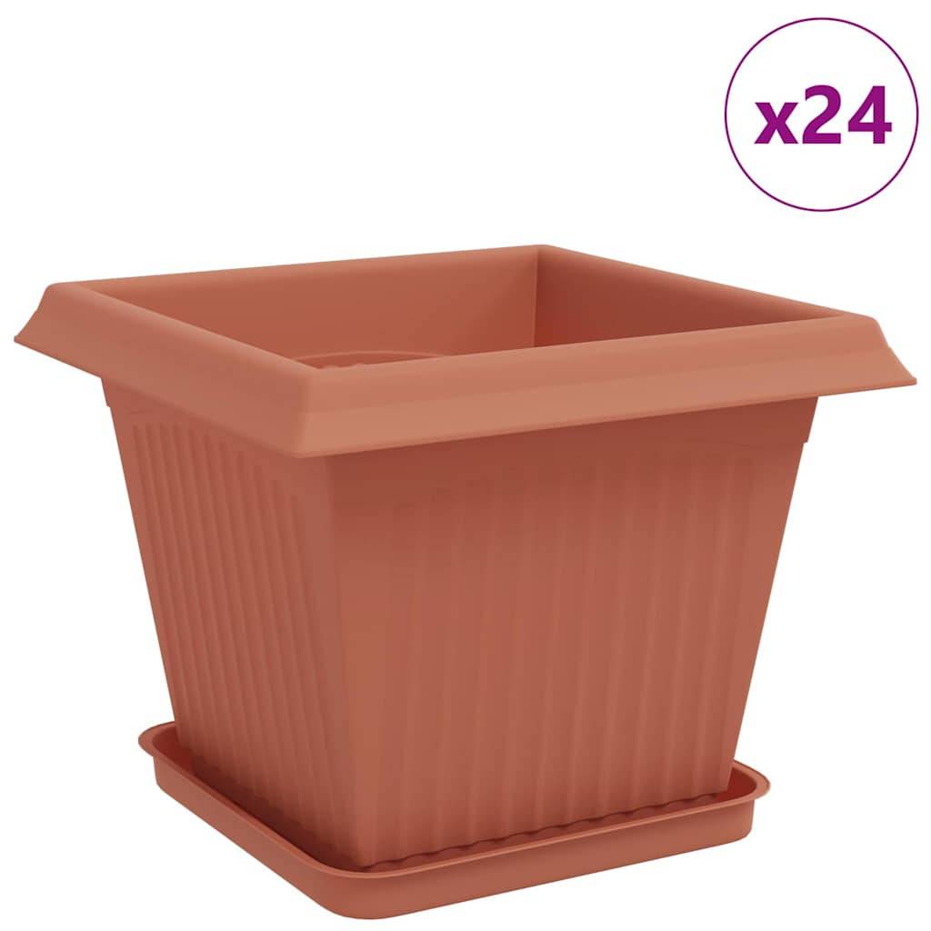 vidaXL Blumentöpfe 24 pcs Ziegelrot 33 x 33 x 26 cm Kunststoff