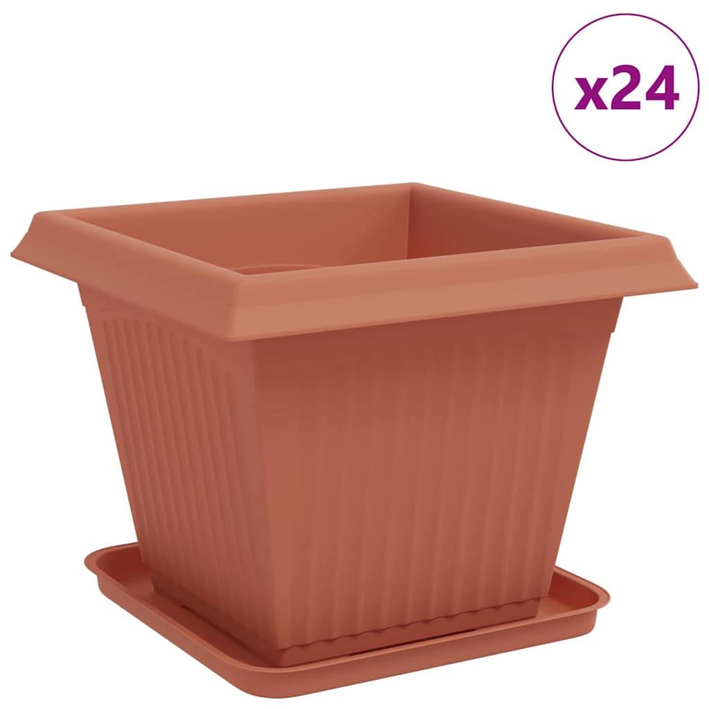 vidaXL Blumentöpfe 24 pcs Ziegelrot 38 x 38 x 30 cm Kunststoff