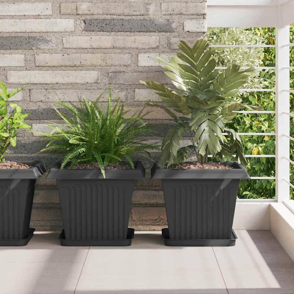 vidaXL Blumentöpfe 24 pcs Schwarz 33 x 33 x 26 cm Kunststoff