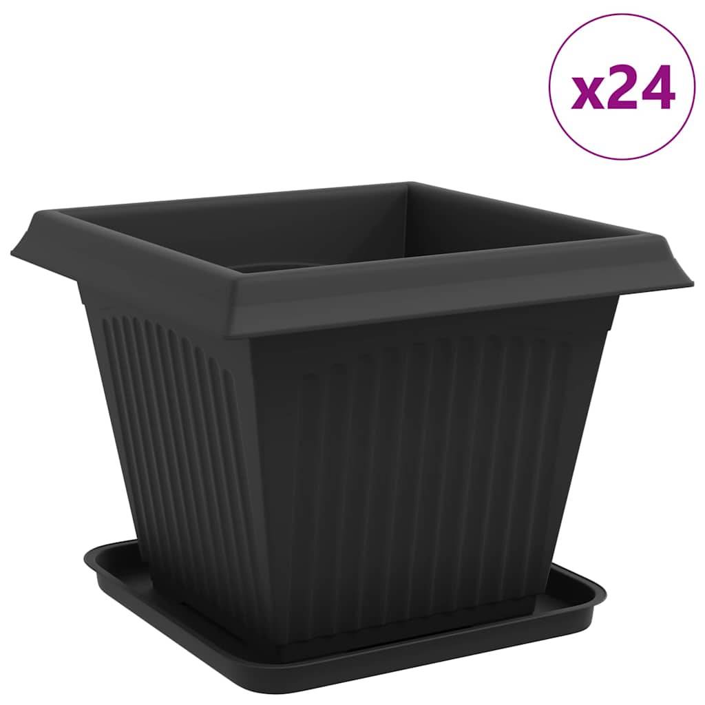 vidaXL Blumentöpfe 24 pcs Schwarz 38 x 38 x 30 cm Kunststoff