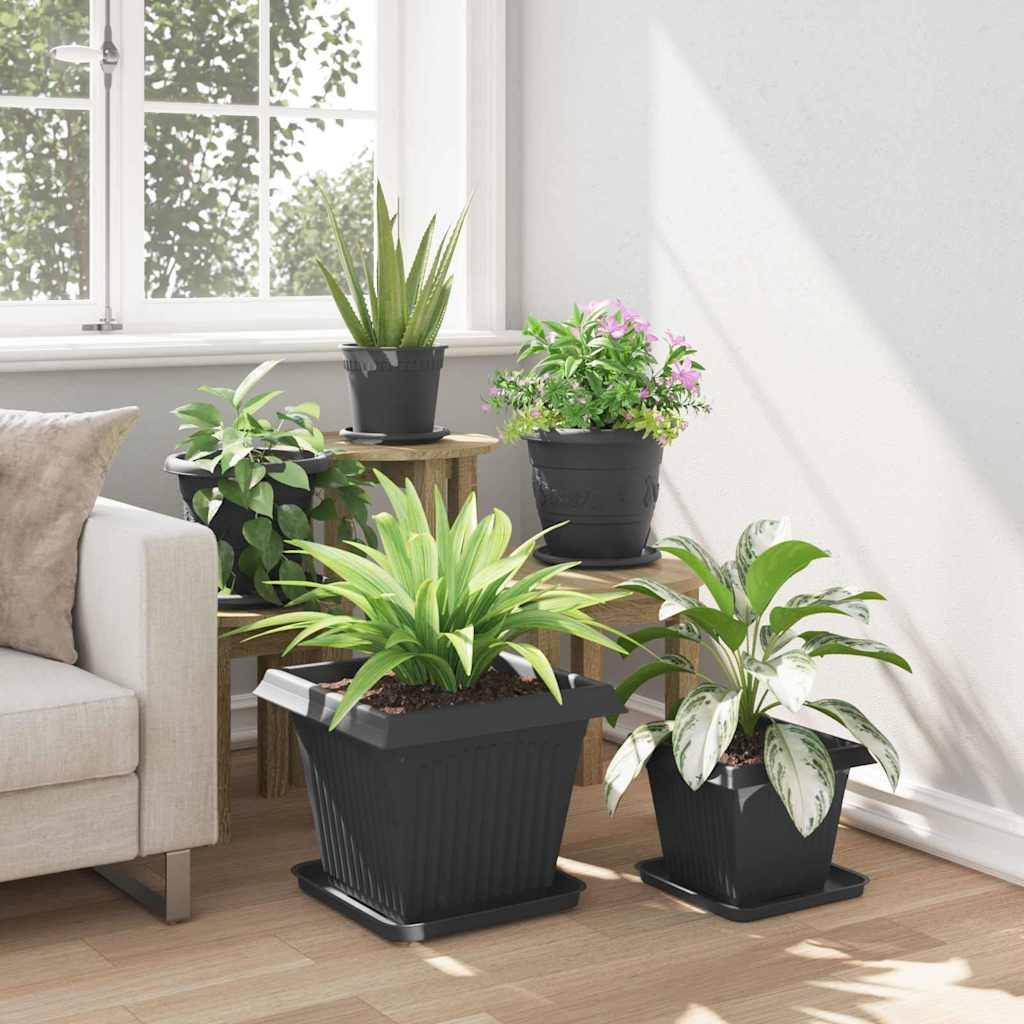 vidaXL Blumentöpfe 24 pcs Schwarz 38 x 38 x 30 cm Kunststoff