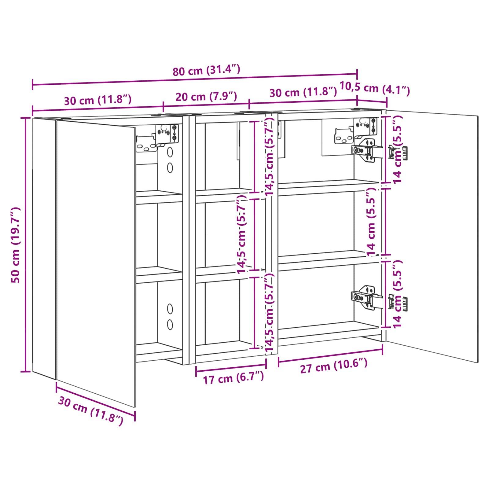 vidaXL Badezimmerschrank-Set 3 pcs 80 x 10,5 x 50 cm Holzwerkstoff