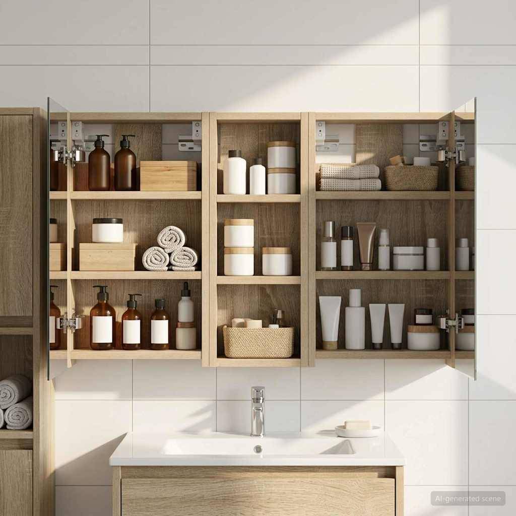 vidaXL Badezimmerschrank-Set 3 pcs 80 x 10,5 x 50 cm Holzwerkstoff