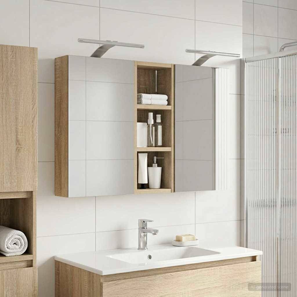 vidaXL Badezimmerschrank-Set 3 pcs 80 x 10,5 x 50 cm Holzwerkstoff