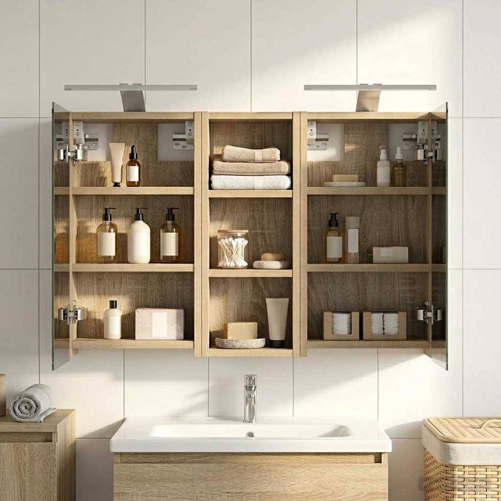 vidaXL Badezimmerschrank-Set 3 pcs 80 x 10,5 x 50 cm Holzwerkstoff