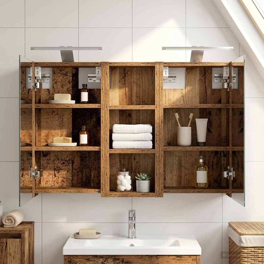 vidaXL Badezimmerschrank-Set 3 pcs 80 x 10,5 x 50 cm Holzwerkstoff