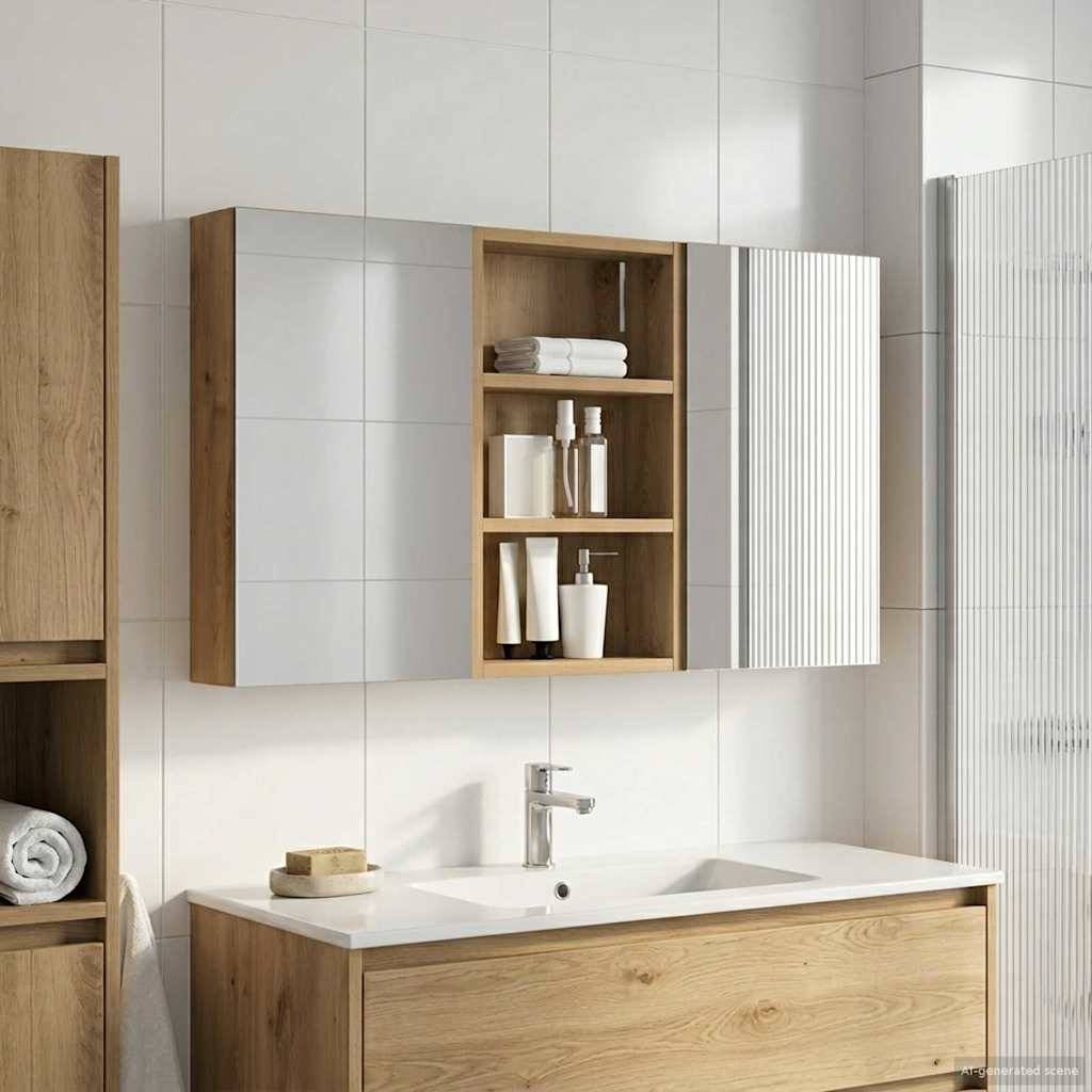 vidaXL Badezimmerschrank-Set 3 pcs 90 x 10,5 x 50 cm Holzwerkstoff