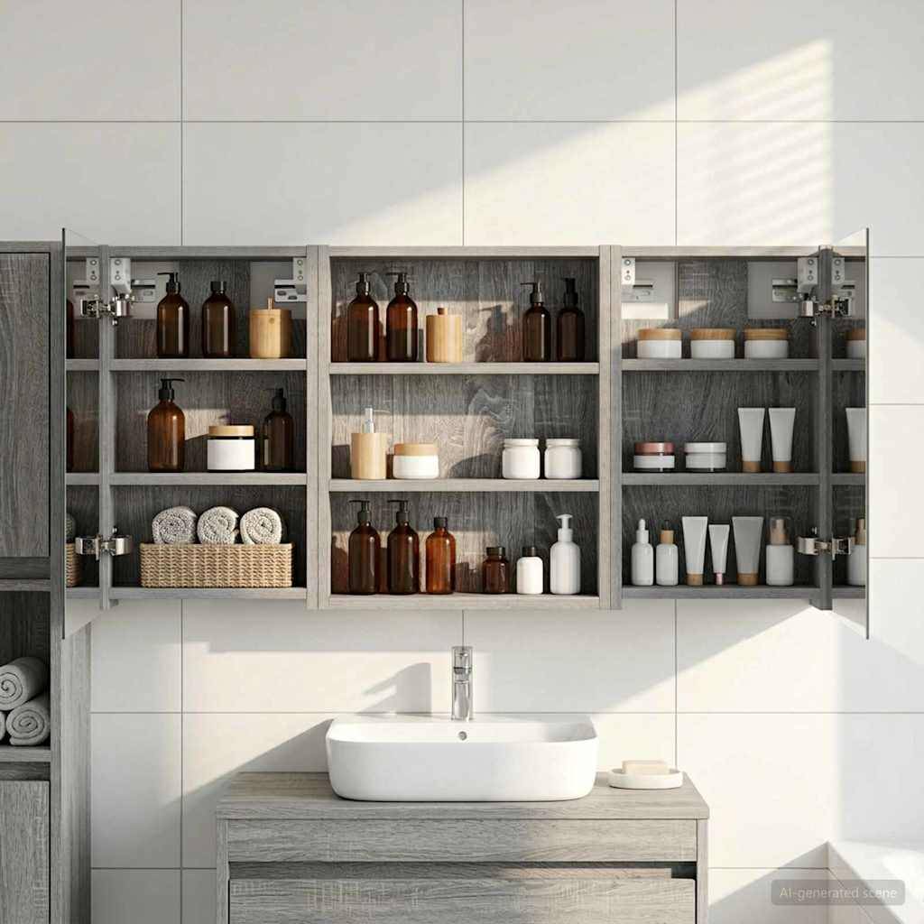 vidaXL Badezimmerschrank-Set 3 pcs 100 x 10,5 x 50 cm Holzwerkstoff