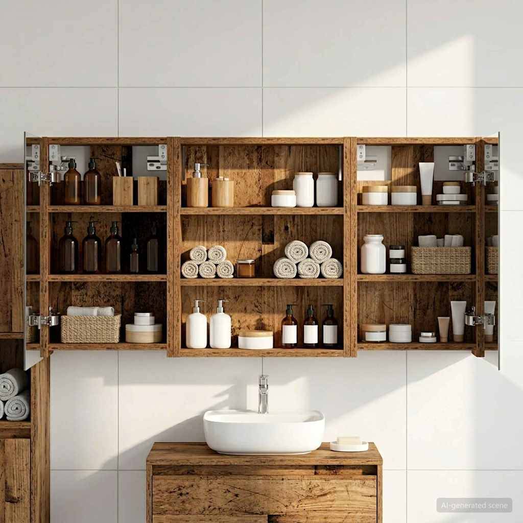 vidaXL Badezimmerschrank-Set 3 pcs 100 x 10,5 x 50 cm Holzwerkstoff
