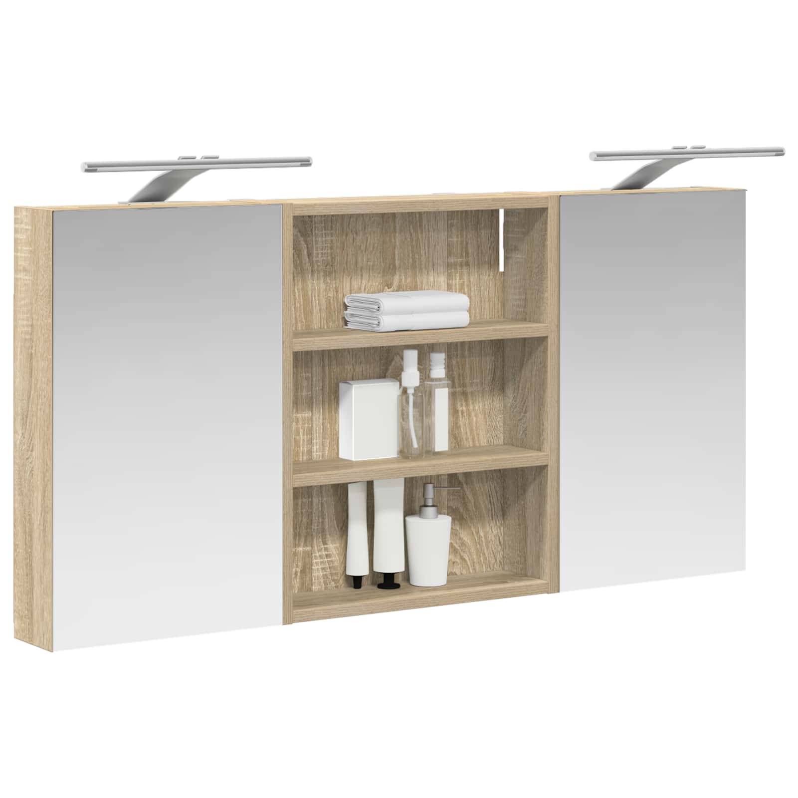 vidaXL Badezimmerschrank-Set 3 pcs 100 x 10,5 x 50 cm Holzwerkstoff