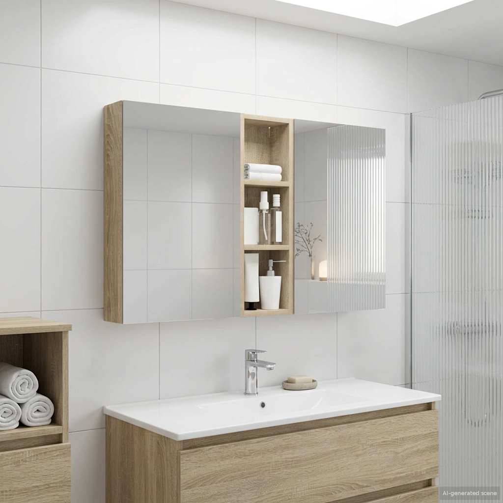 vidaXL Badezimmerschrank-Set 3 pcs 100 x 10,5 x 60,5 cm Holzwerkstoff