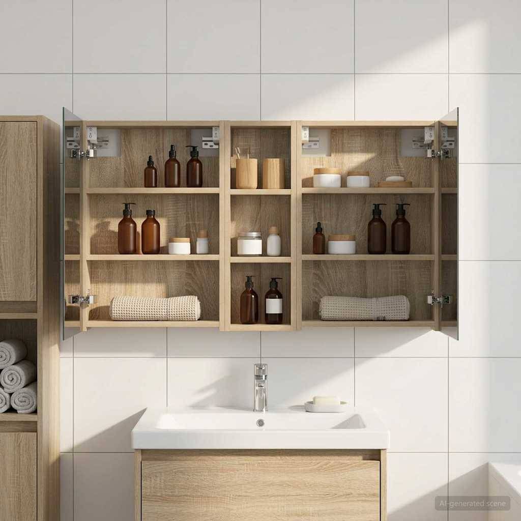 vidaXL Badezimmerschrank-Set 3 pcs 100 x 10,5 x 60,5 cm Holzwerkstoff