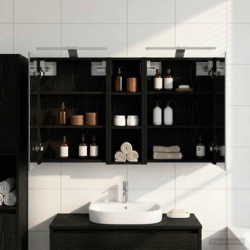 vidaXL Badezimmerschrank-Set 3 pcs 100 x 10,5 x 60,5 cm Holzwerkstoff