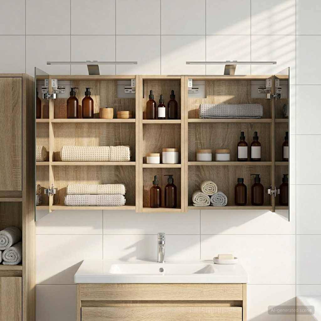 vidaXL Badezimmerschrank-Set 3 pcs 100 x 10,5 x 60,5 cm Holzwerkstoff