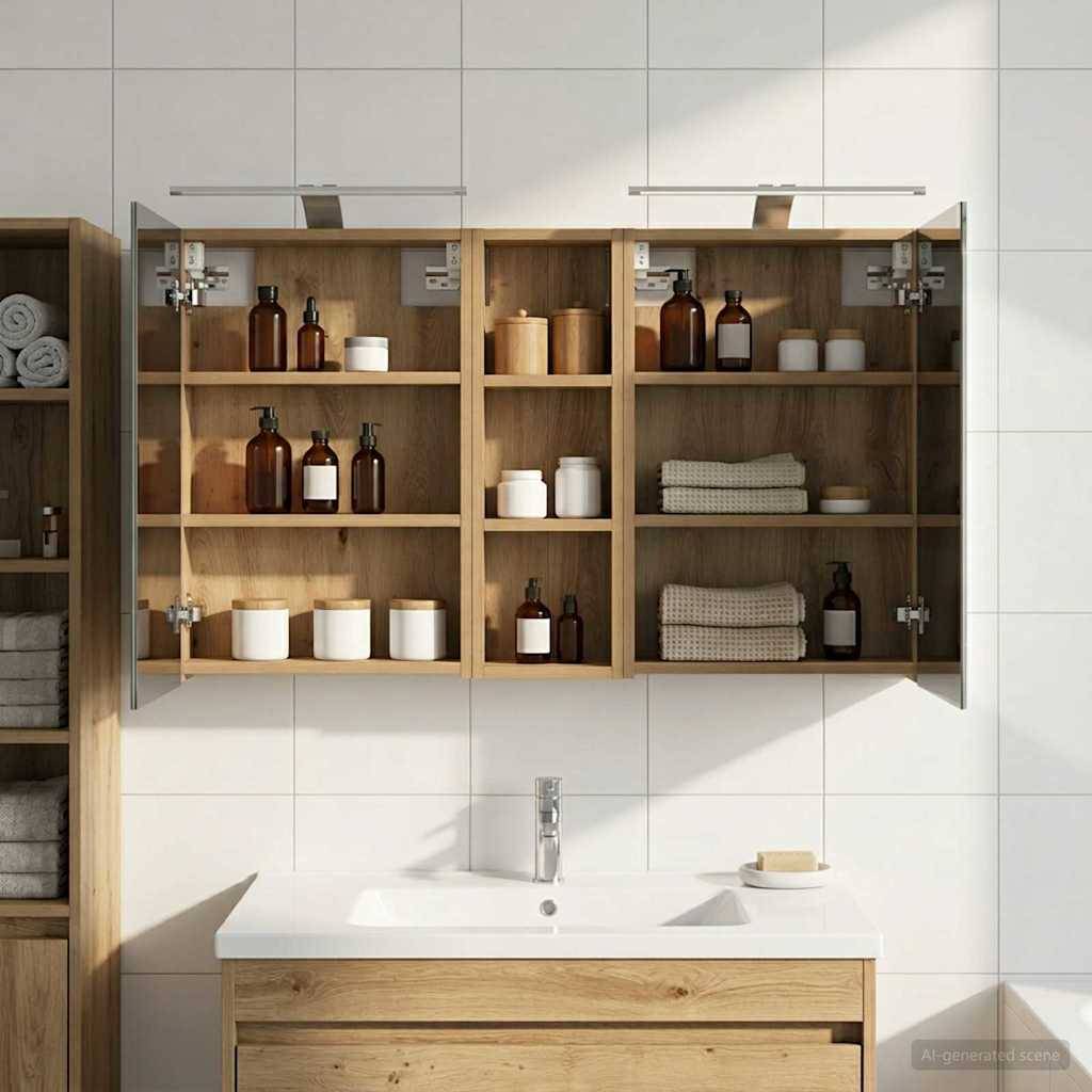vidaXL Badezimmerschrank-Set 3 pcs 100 x 10,5 x 60,5 cm Holzwerkstoff