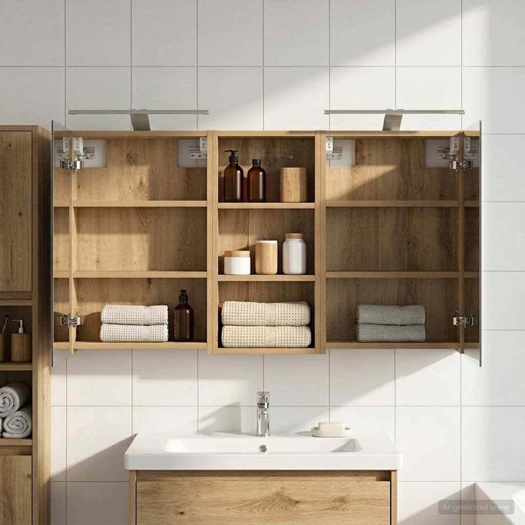 vidaXL Badezimmerschrank-Set 3 pcs 110 x 10,5 x 60,5 cm Holzwerkstoff