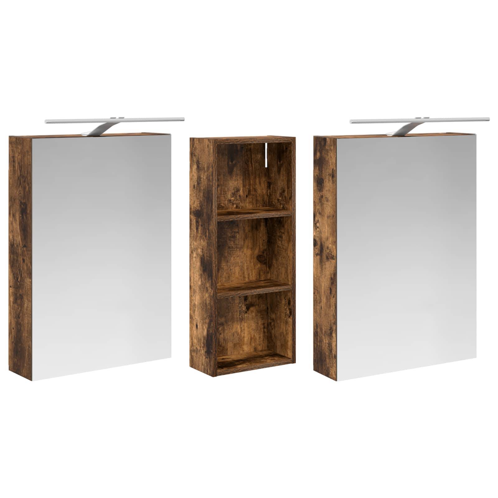vidaXL Badezimmerschrank-Set 3 pcs 130 x 14,5 x 70 cm Holzwerkstoff